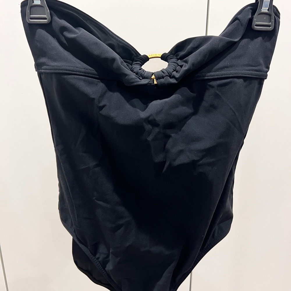 Michael Kors Black One Piece Swimsuit with Gold Accent